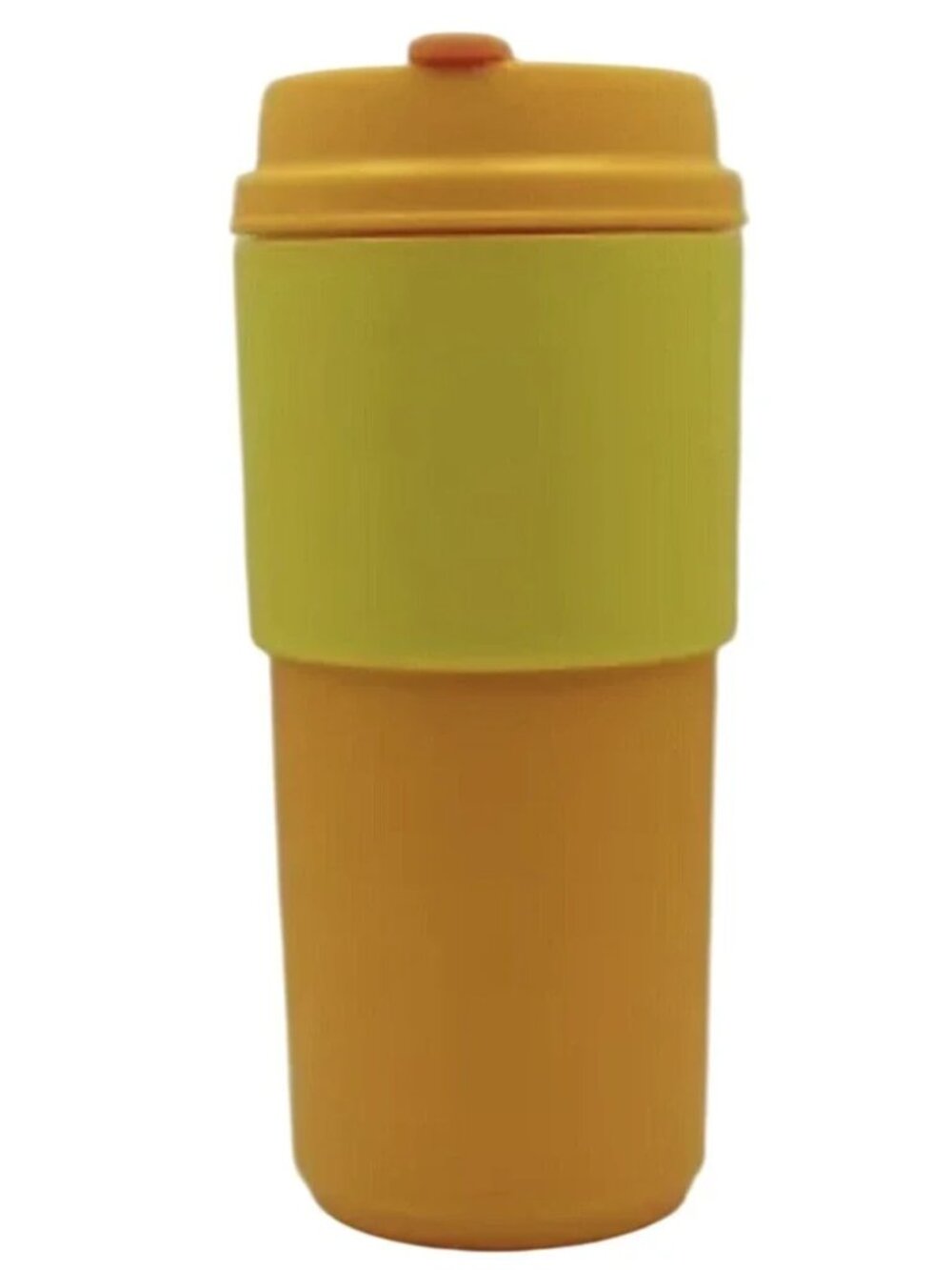 Tupperware Travel Tumbler Cup Eco Coffee To‎ w/ Sleeve 16 oz. Orange & Yellow